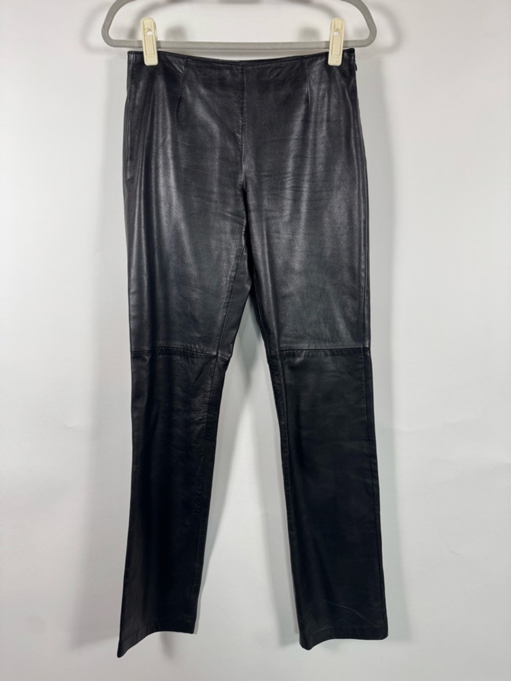 Moda International Black Faux Leather Straight-Leg Pants
